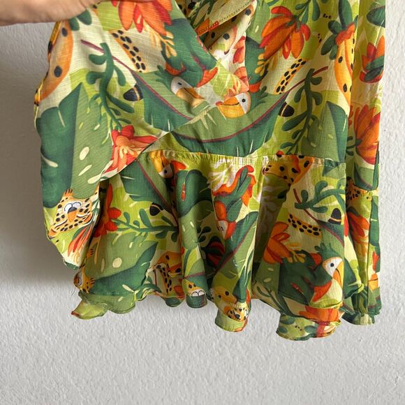 MAYORAL Jungle Animals Tropical Green Ruffle Dress Kids Toddler Girls 4T - Picture 6 of 6